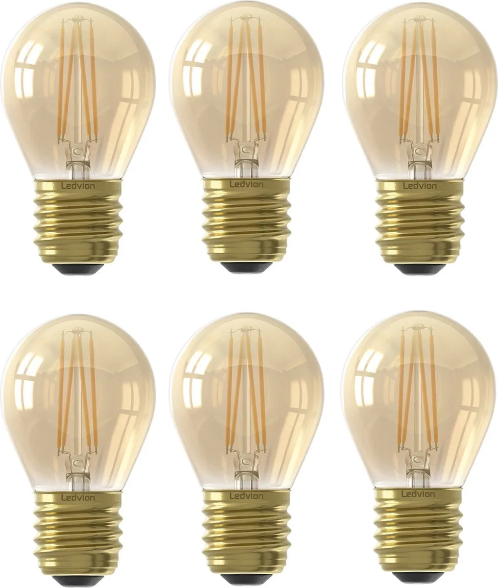 LEDVION 6x E27 LED-lamp 1W 2100K - Goud