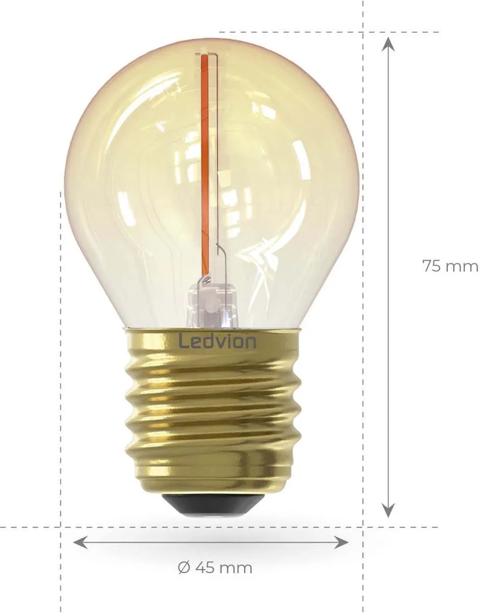 LEDVION 6x E27 LED-lamp 1W 2100K - Goud