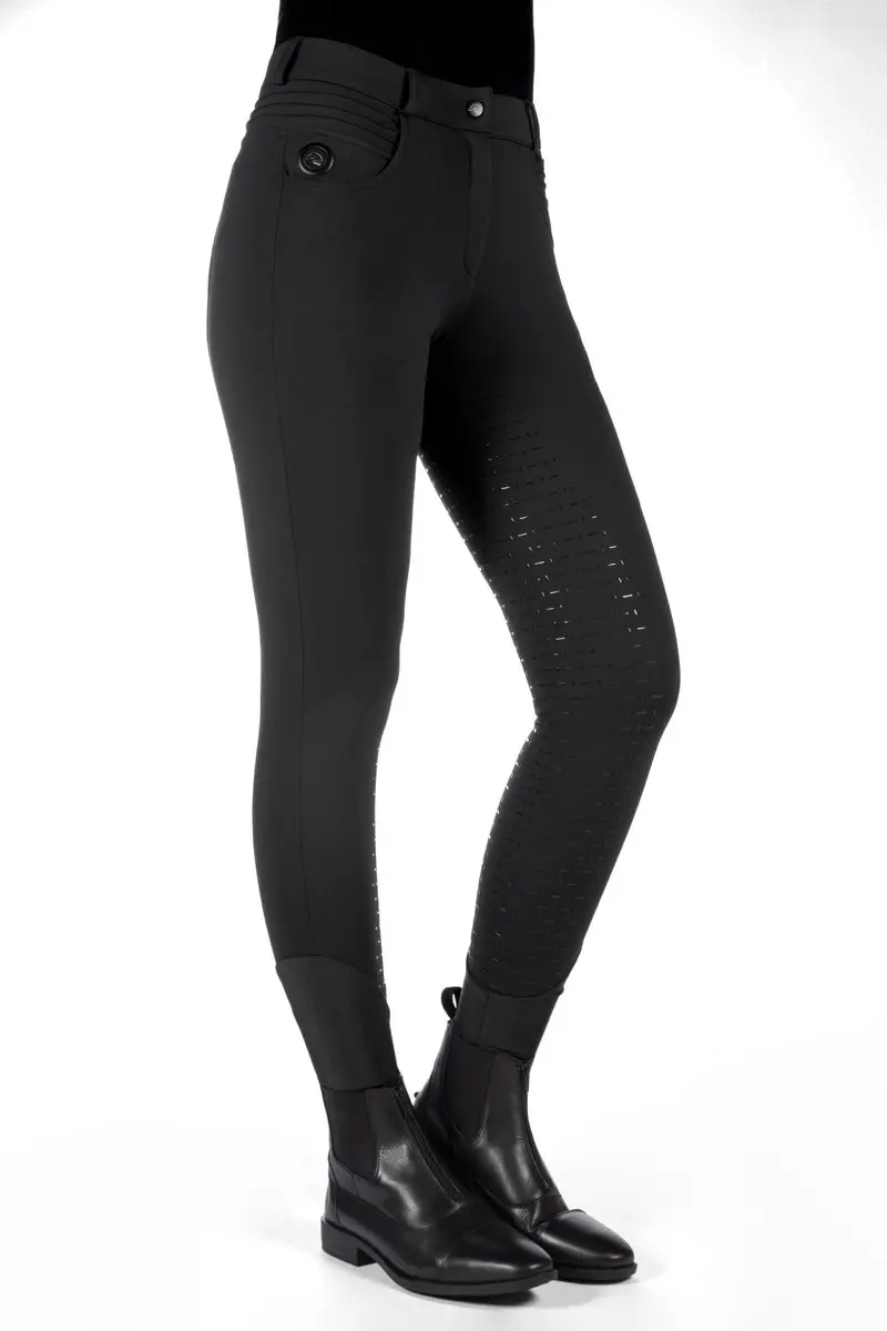 HKM VERWARMDE RIJBROEK COMFORT STYLE FULLGRIP Zwart