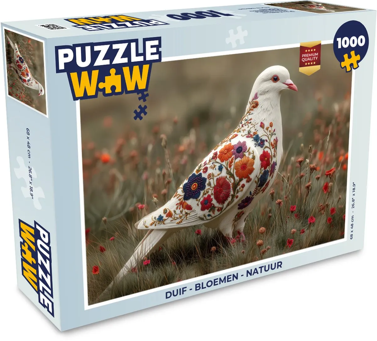 PuzzleWow Duif - Bloemen Legpuzzel 1000 Stuks