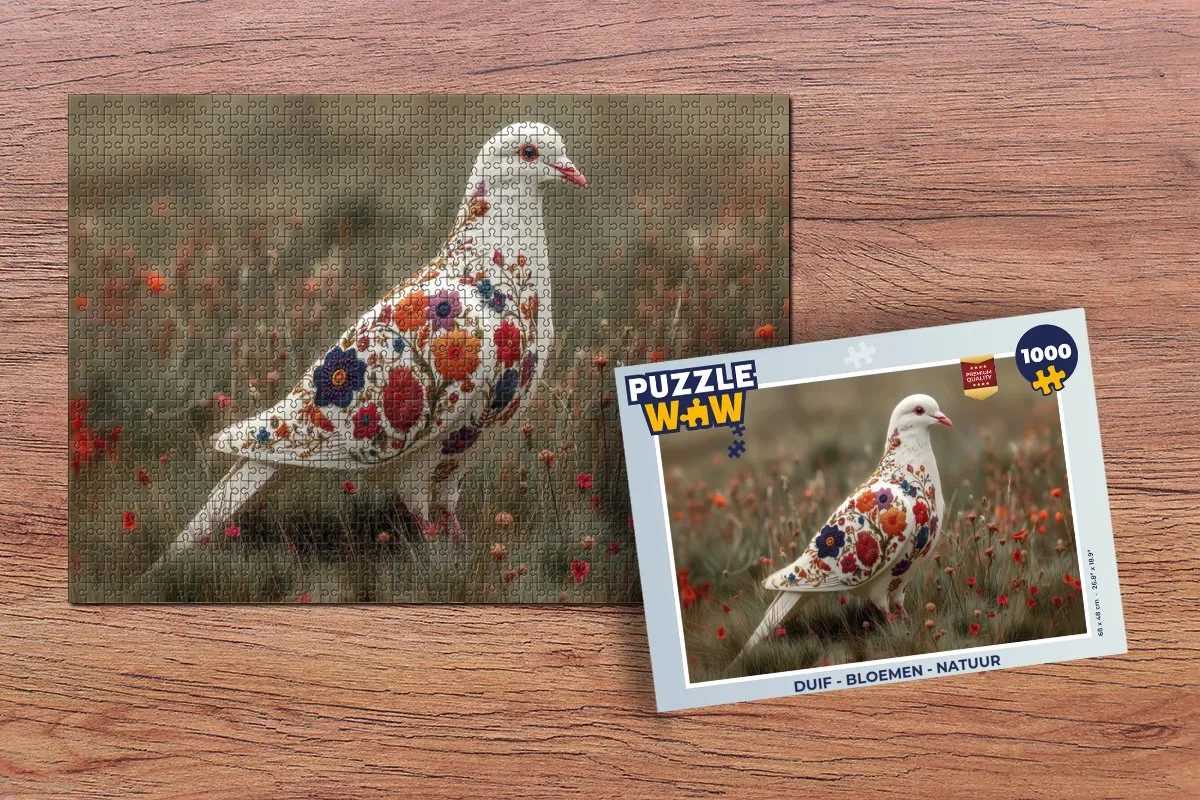 PuzzleWow Duif - Bloemen Legpuzzel 1000 Stuks