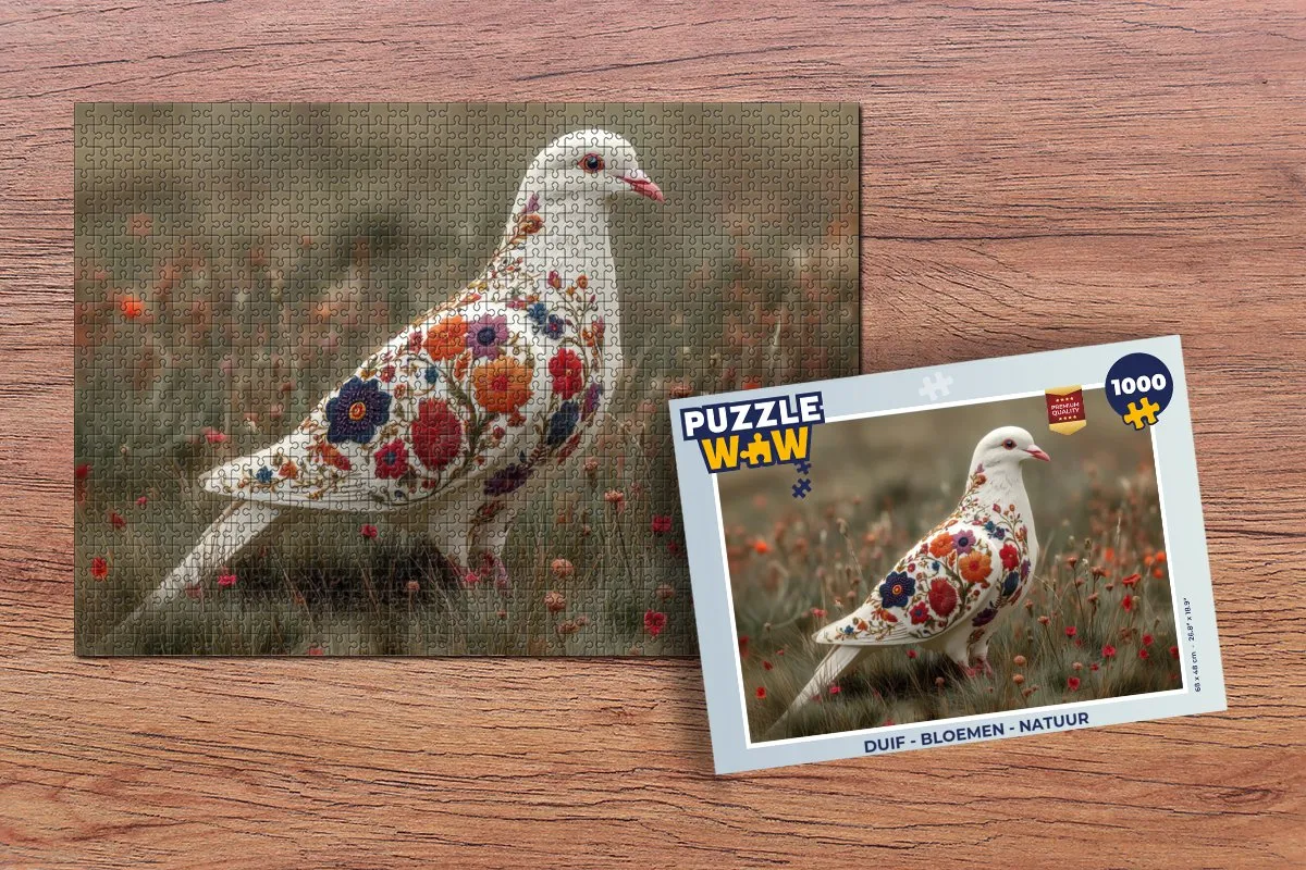 PuzzleWow Duif - Bloemen Legpuzzel 1000 Stuks