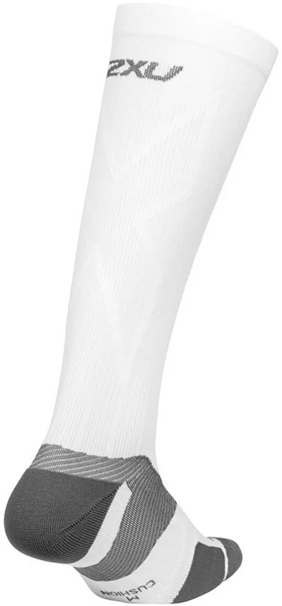 2XU Vector Cushion Lange Sokken - Wit/Grijs - 38-41 - afbeelding 6 van 6