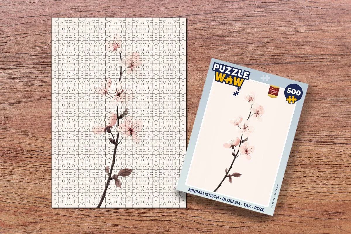 PuzzleWow Minimalistisch Bloesem Tak Legpuzzel 500 Stuks - Roze