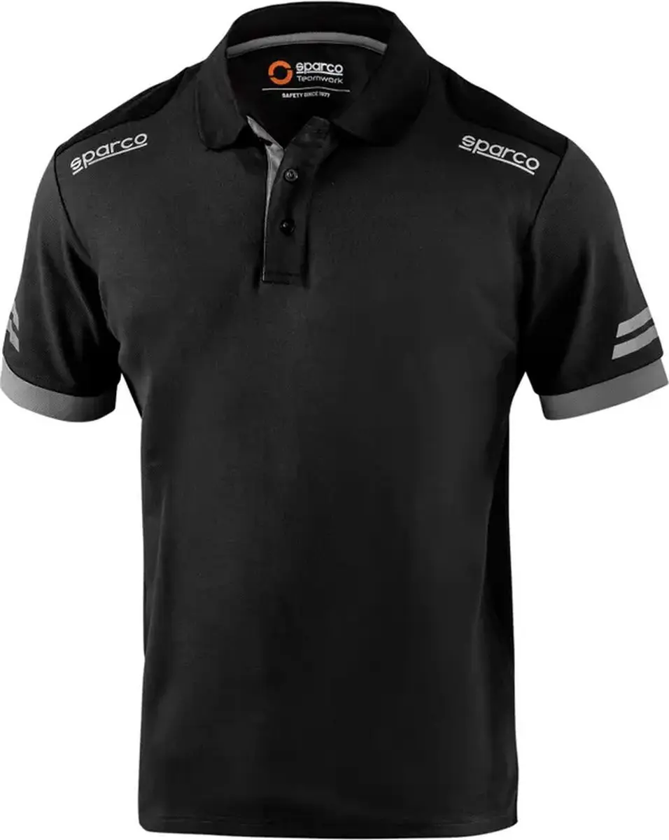 Sparco Tech Toledo Poloshirt - Zwart/Grijs - Maat XXL