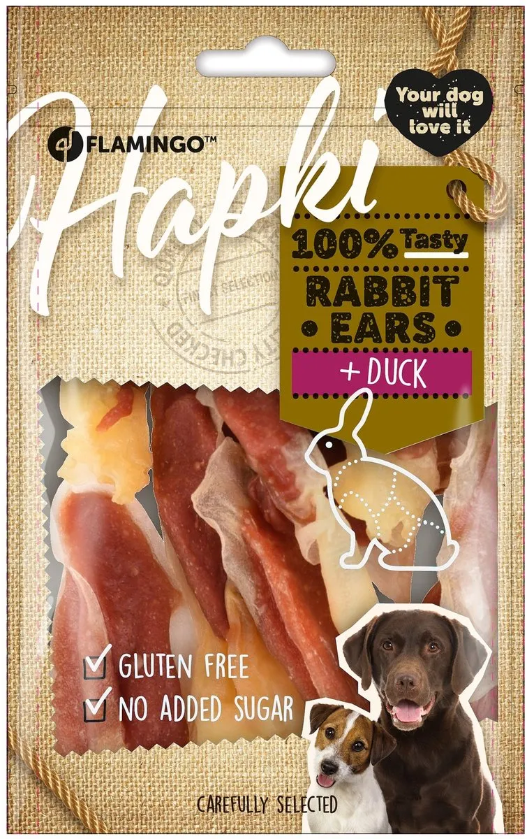Flamingo Hapki Snack Honden Rabbit Ear Duck 85g
