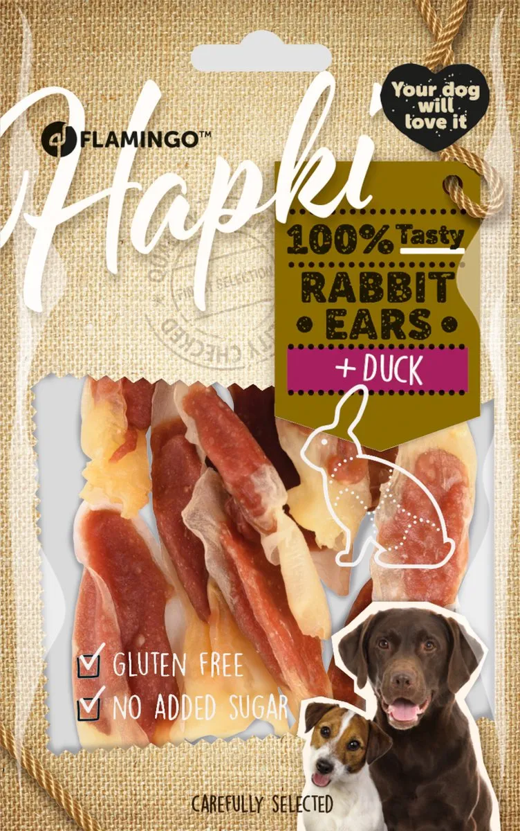 Flamingo Hapki Snack Honden Rabbit Ear Duck 85g - 1 Stuk