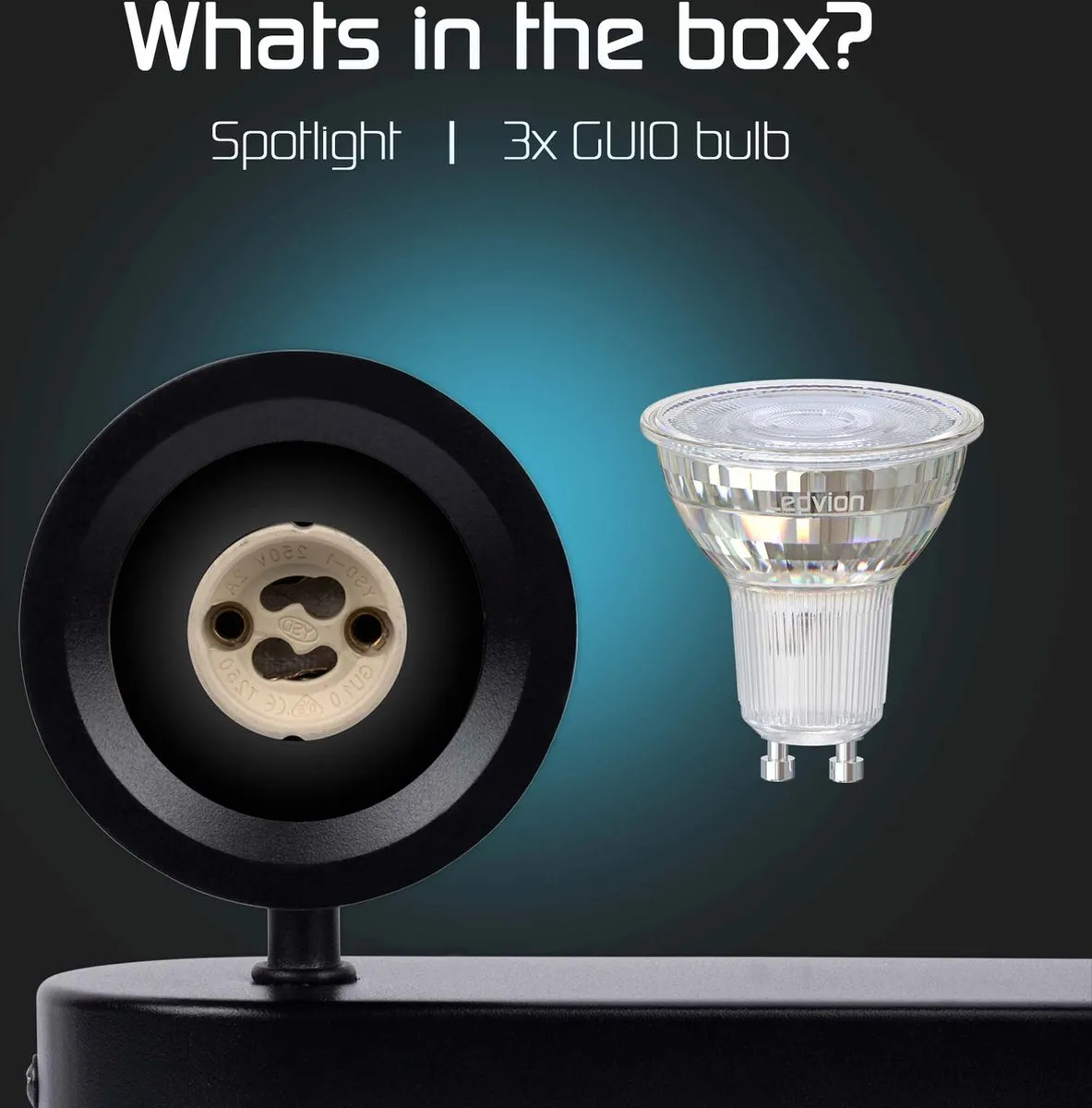 LEDVION LED Plafondspot 3x5W 6500K Zwart - GU10