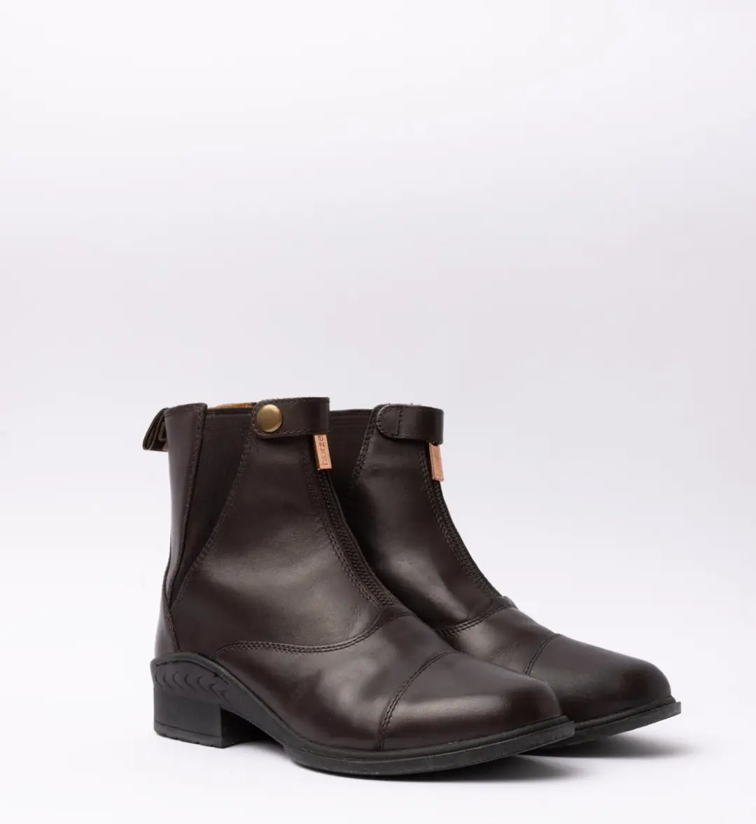 Horze Rose Lederen Jodphurs met Rits Vooraan, Dark Brown, 39