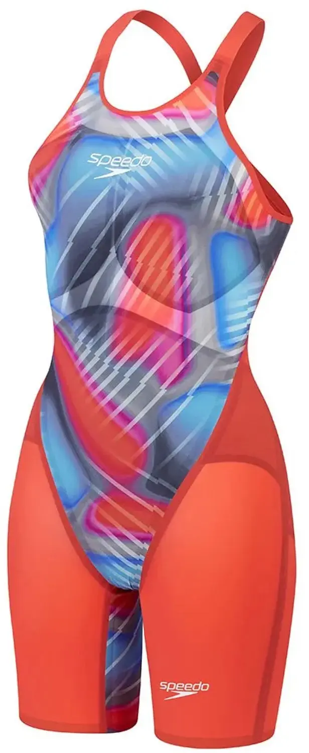 Speedo Fastskin Lzr Pure Valor 2.0 Kneeskin Open Rug Wedstrijd Zwempak Rood UK 2