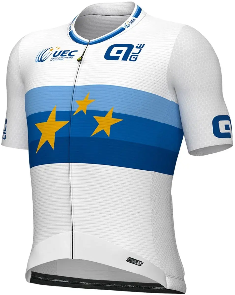 Ale Pr-s 1000 Uec Champion D´europe Korte Mouw Wielertrui Wit L Man