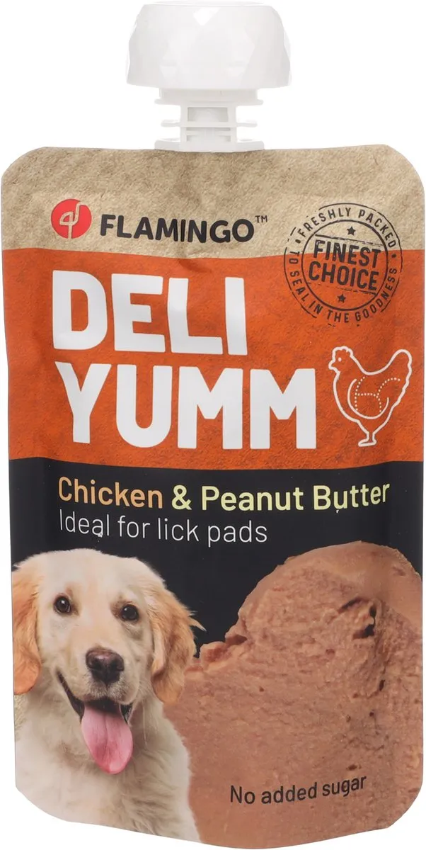 Flamingo Deli Yumm Fresh Meat Hondensnack Kip & Pindakaas 90g