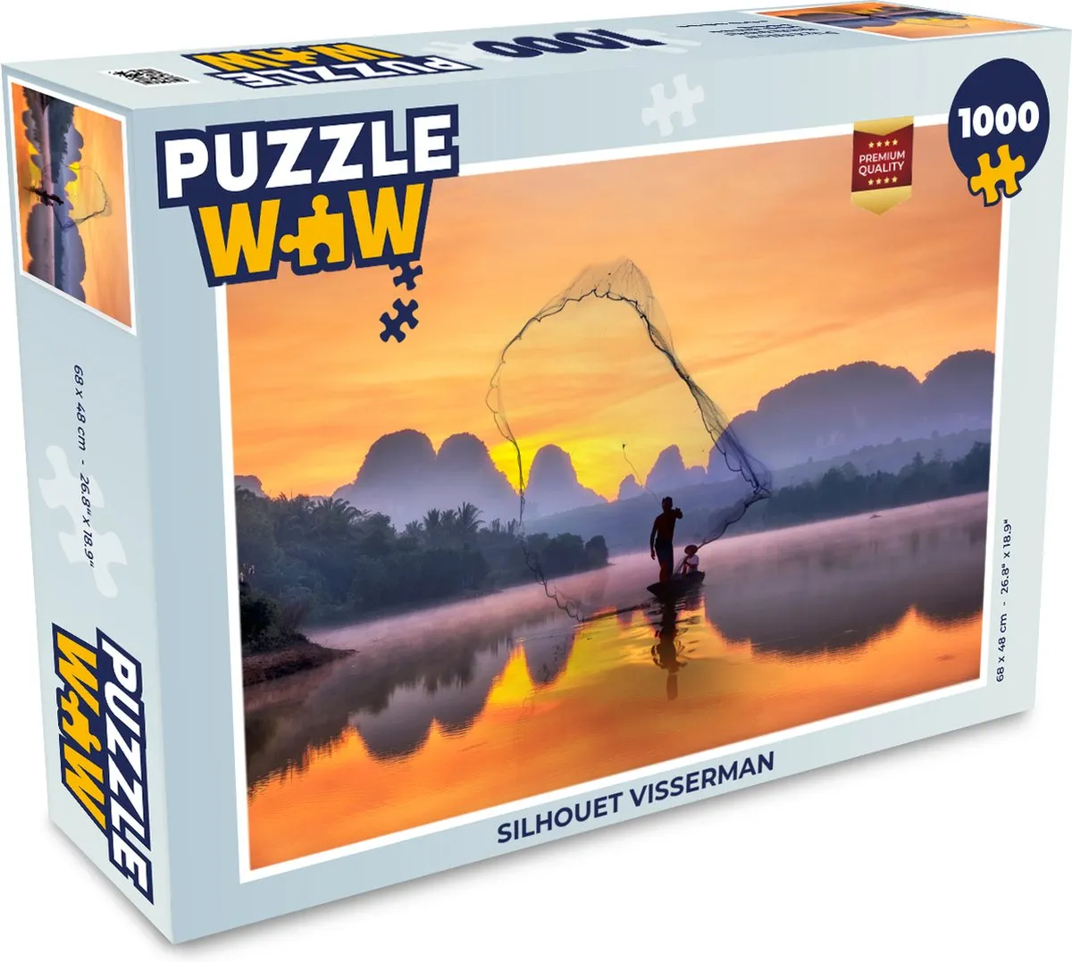 PuzzleWow Silhouet Visserman Legpuzzel 1000 Stuks