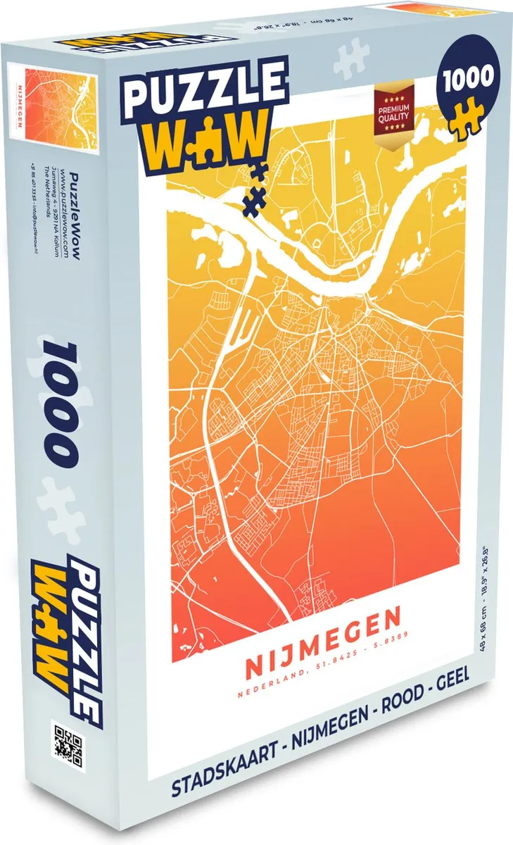PuzzleWow Stadskaart Nijmegen Legpuzzel 1000 Stuks