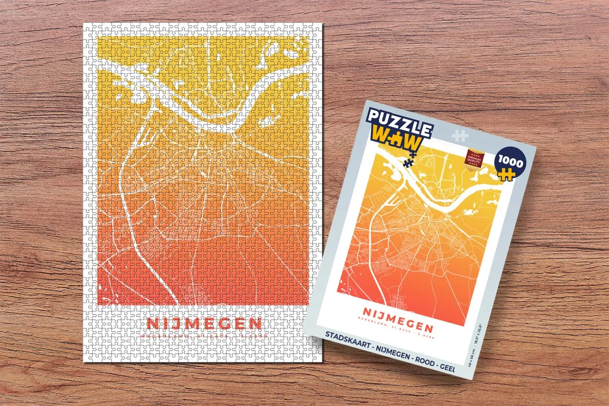 PuzzleWow Stadskaart Nijmegen Legpuzzel 1000 Stuks - Multicolor