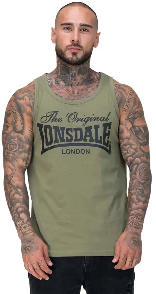 Lonsdale Moston Mouwloos T-shirt 2XL - Olive/Black - afbeelding 6 van 6