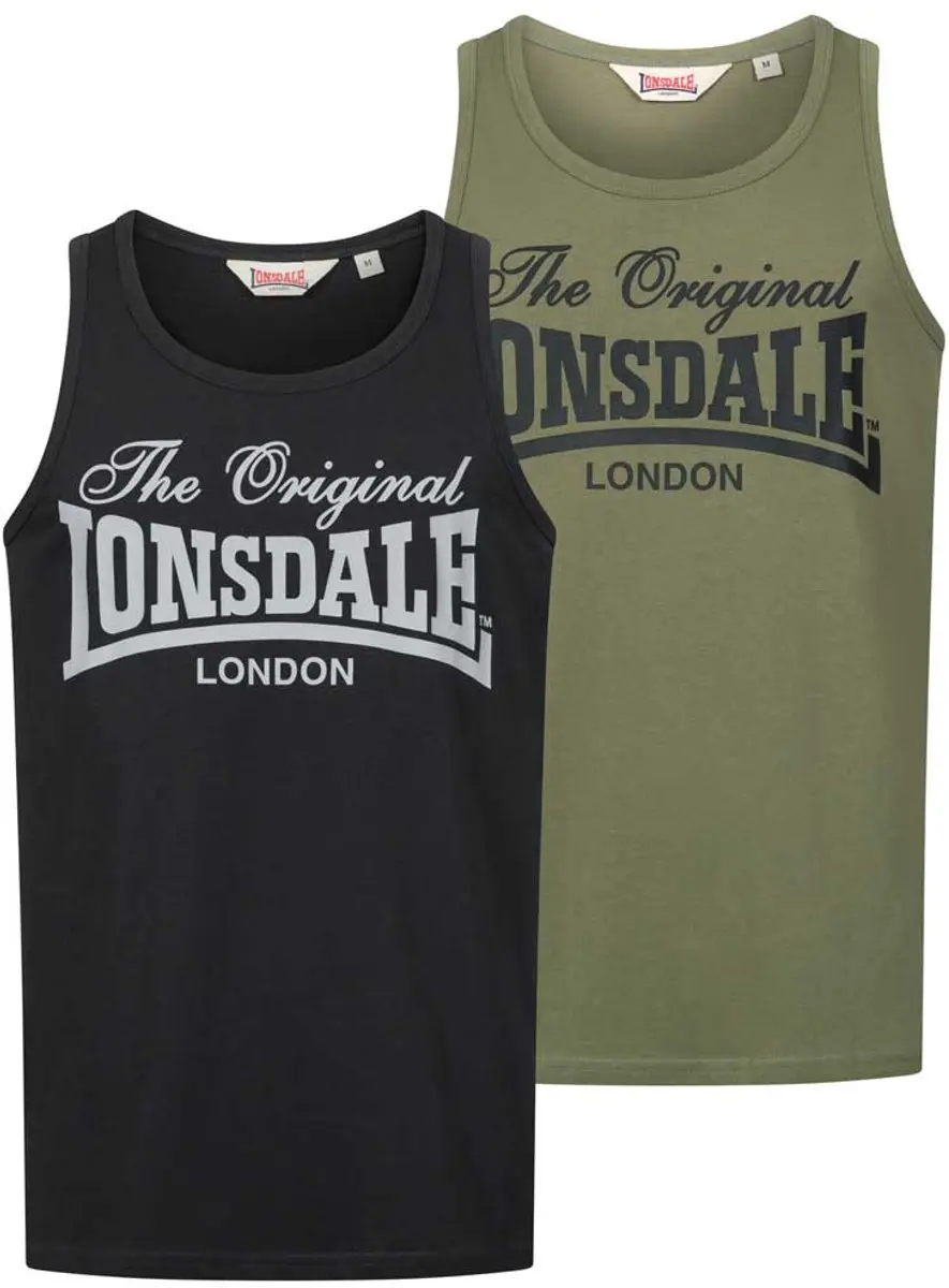 Lonsdale Moston Mouwloos T-shirt 2XL - Olive/Black - afbeelding 5 van 6