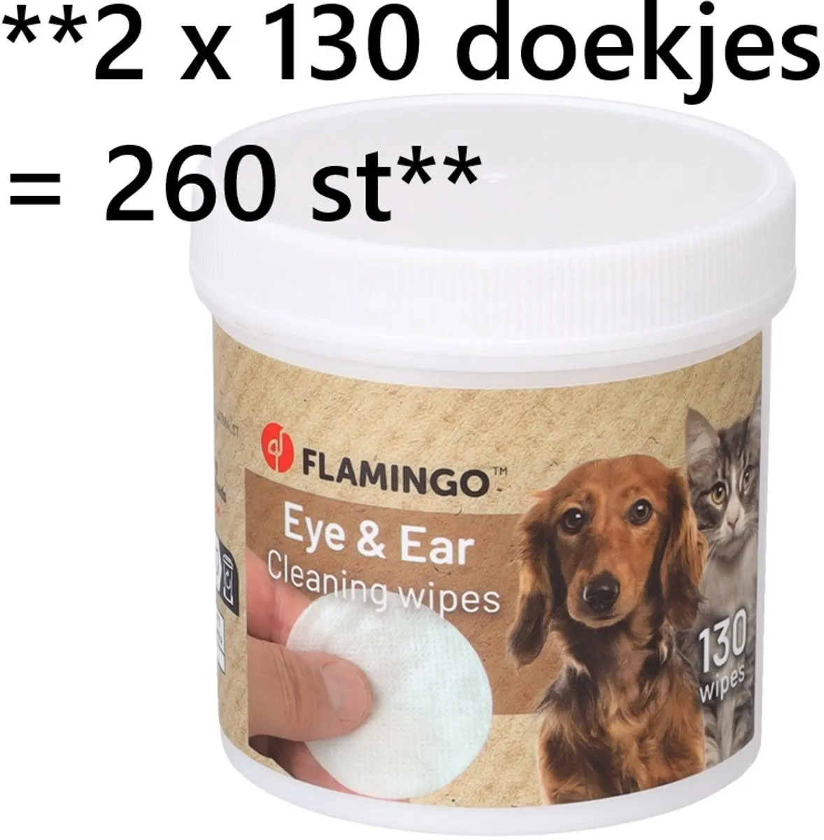 Flamingo Oog- en Oorreinigingsdoekjes Honden Katten