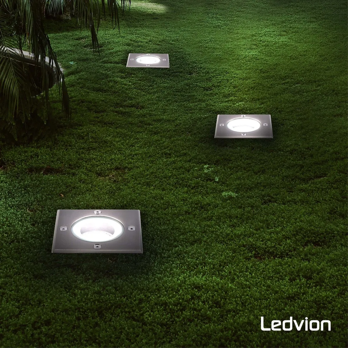Ledvion 3x LED Grondspot 5W 6500K GU10 IP67 - Geborsteld RVS