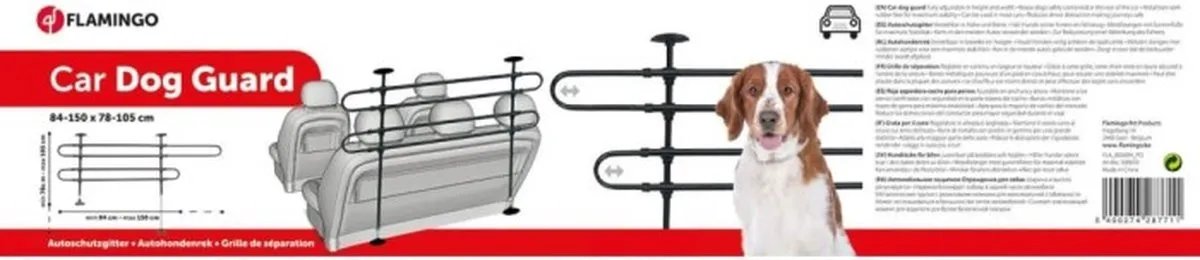 Flamingo Hondenrek Auto 2 Stangen - Zwart