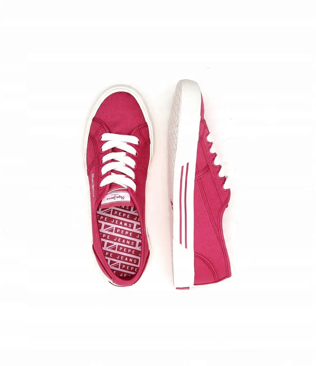 Pepe Jeans - Dames Sneakers - Roze - Materiaal - Veters
