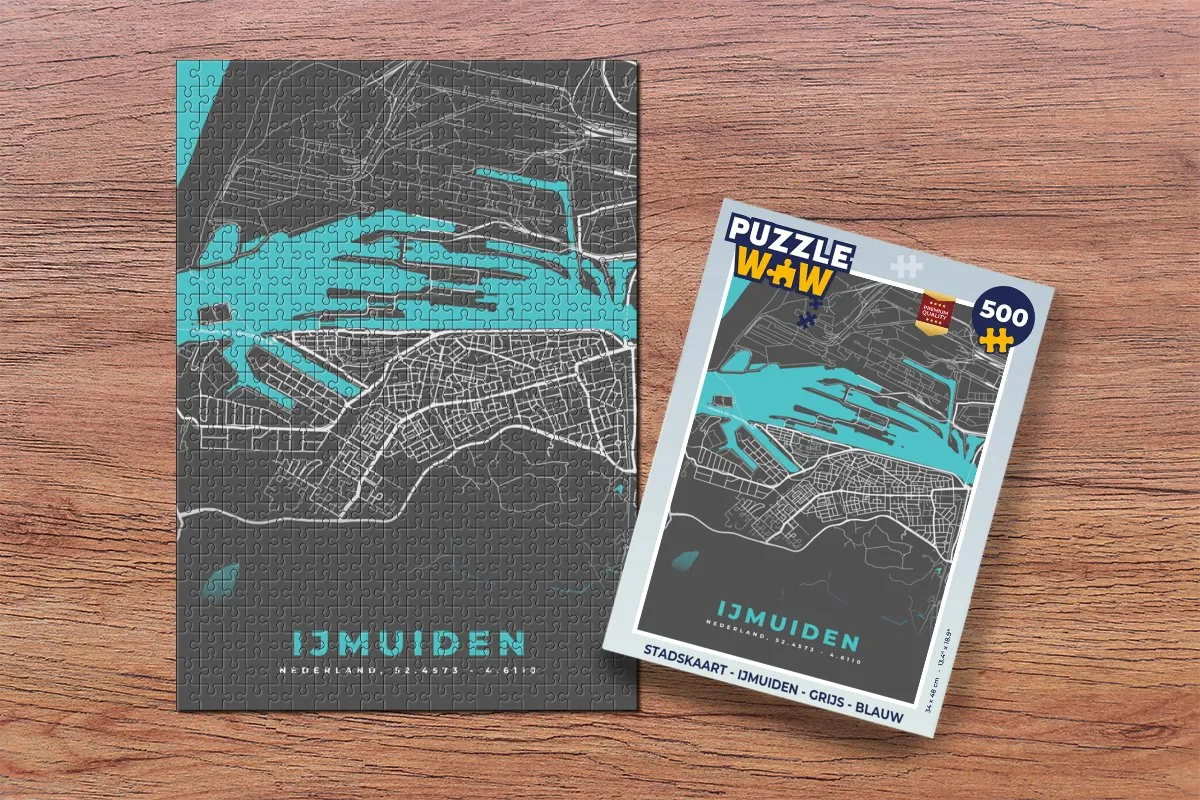 PuzzleWow IJmuiden Legpuzzel 500 Stuks - Stadskaart Multicolor