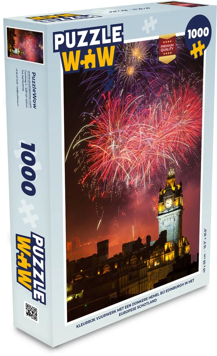 PuzzleWow Edinburgh Legpuzzel 1000 Stuks - Klok - Multicolor