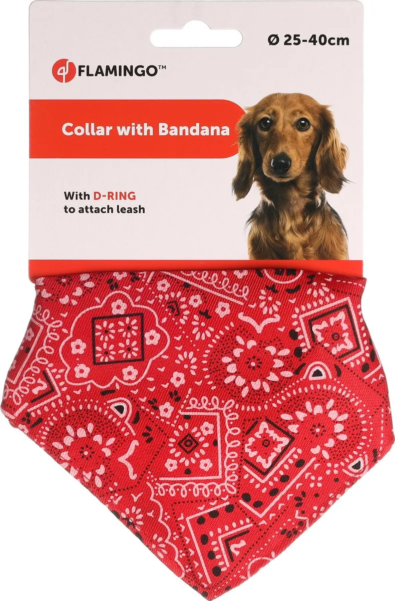 Flamingo Pinto Halsband met Bandana - Rood S 25-40cm