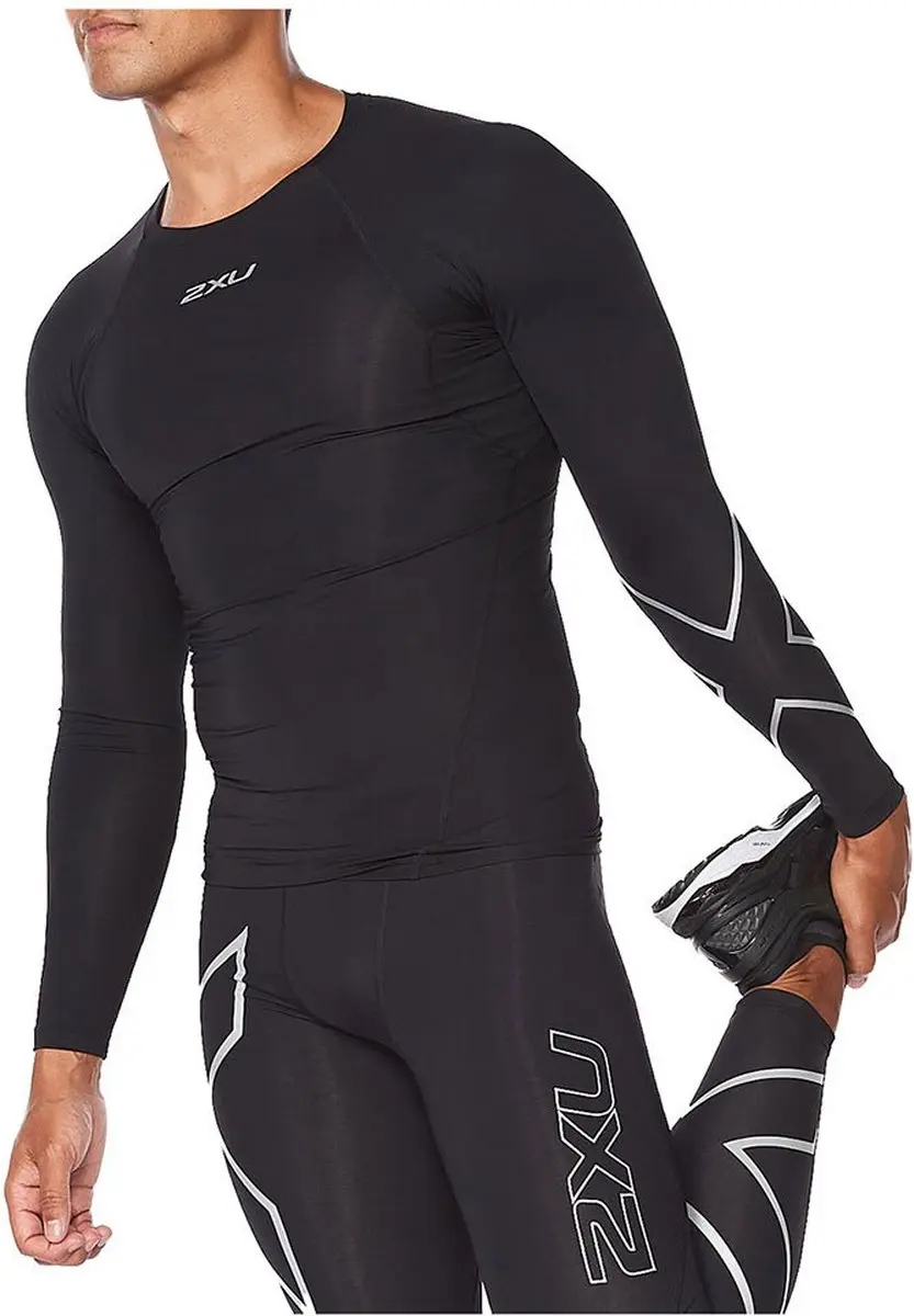 2XU Core Compression LS Heren Compressietrui - Zwart/Zilver - afbeelding 2 van 6