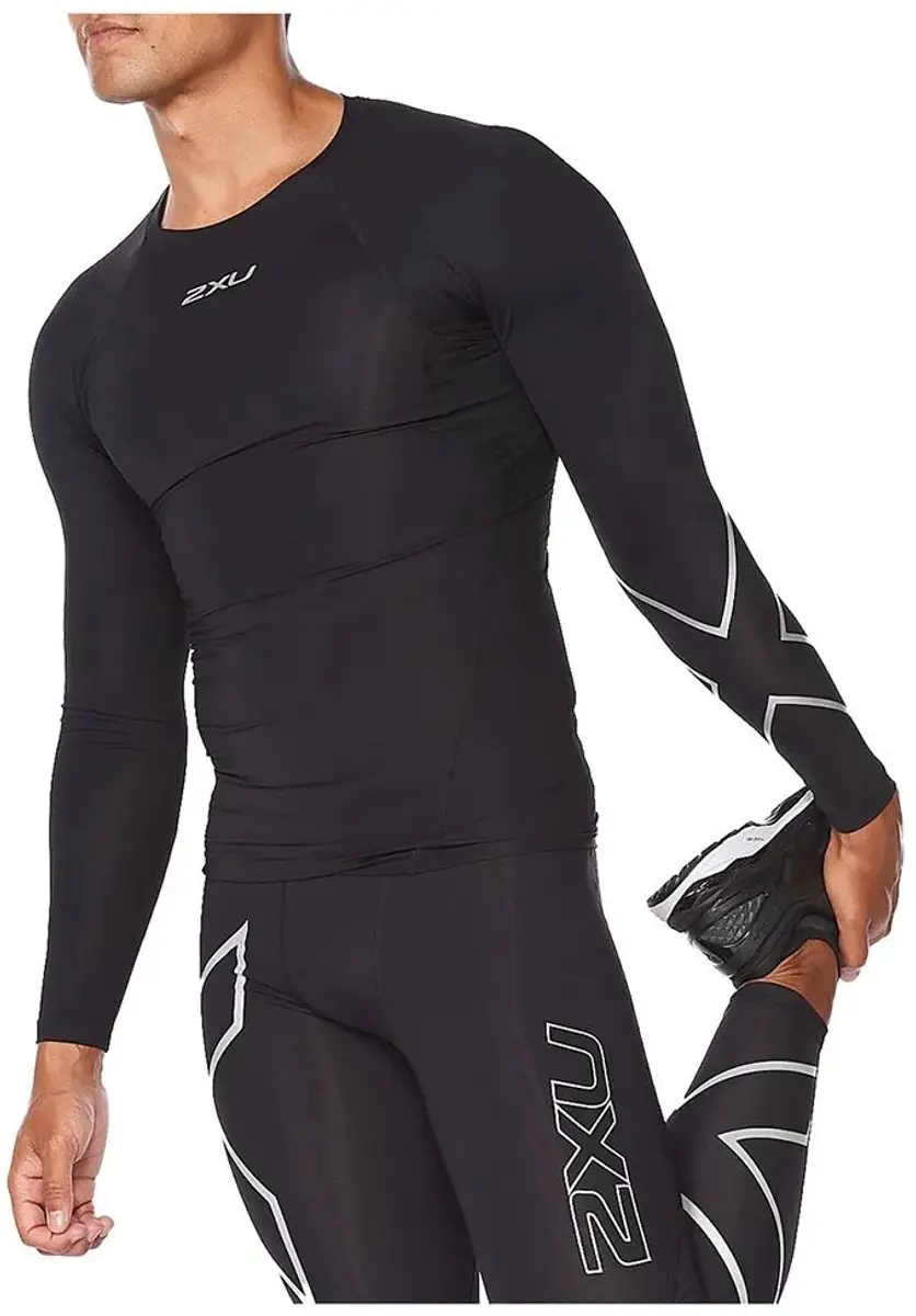 2XU Core Compression LS Heren Compressietrui - Zwart/Zilver - afbeelding 3 van 6