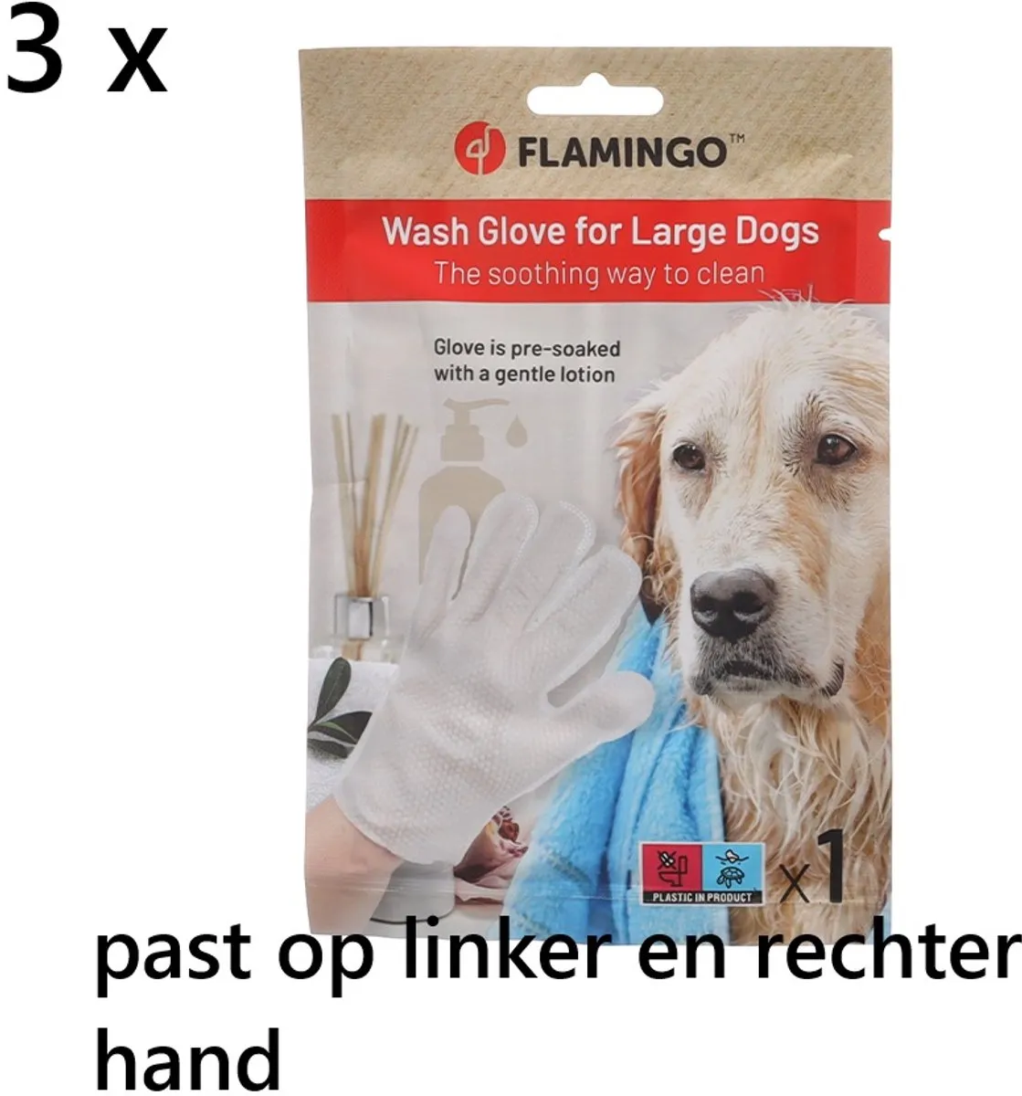 Flamingo Washandschoen Grote Honden L