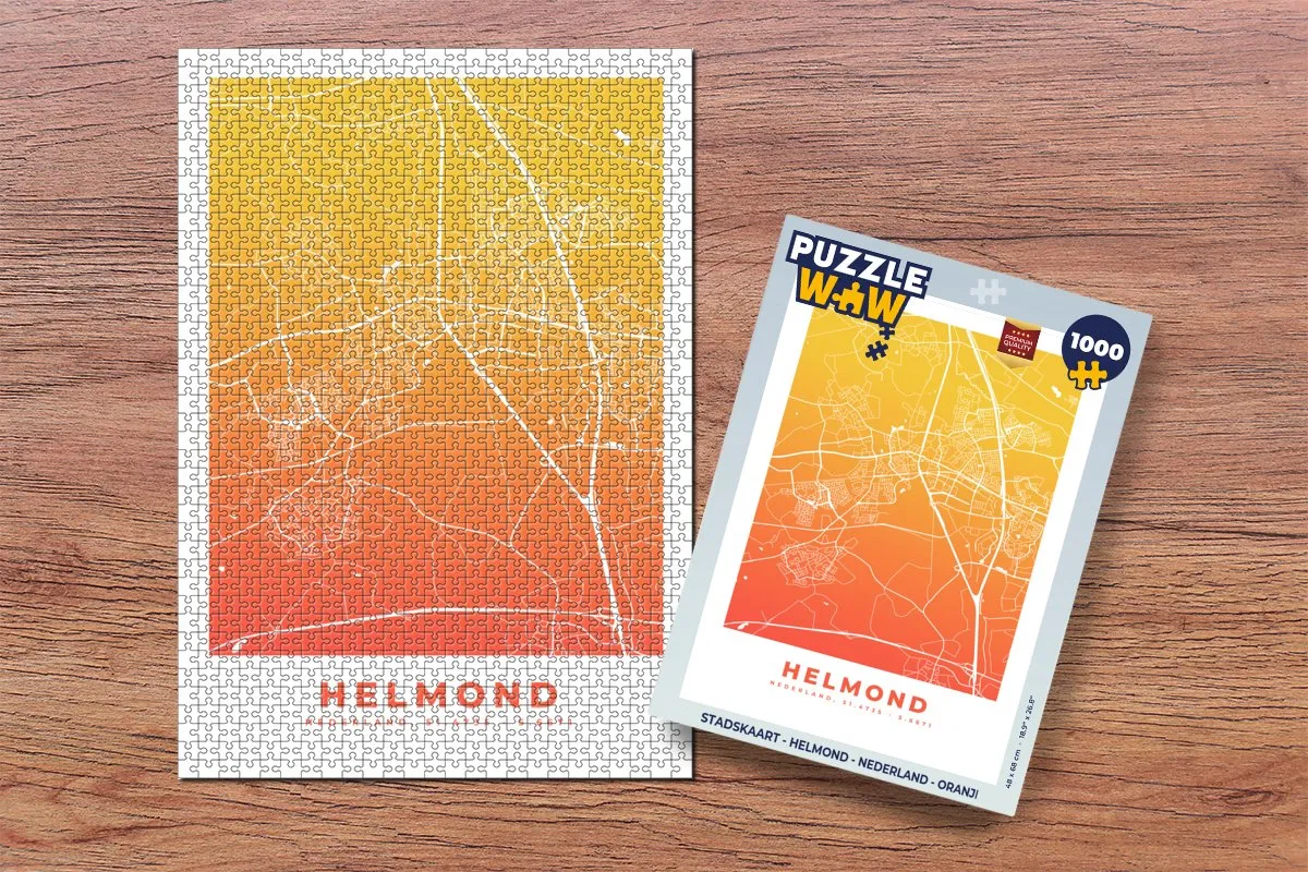 PuzzleWow Stadskaart Helmond Nederland Legpuzzel 1000 Stuks - Multicolor