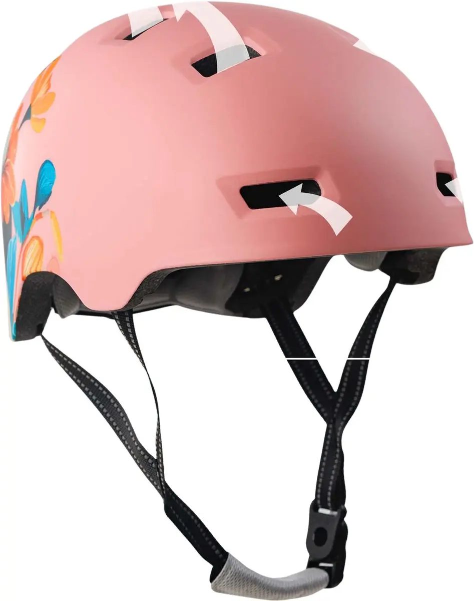 Crazy Safety Rampage Flower Fietshelm - L - Roze Bloem - afbeelding 5 van 6