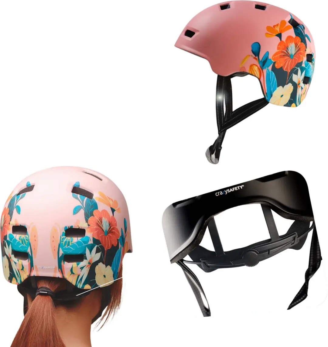Crazy Safety Rampage Flower Fietshelm - L - Roze Bloem - afbeelding 3 van 6