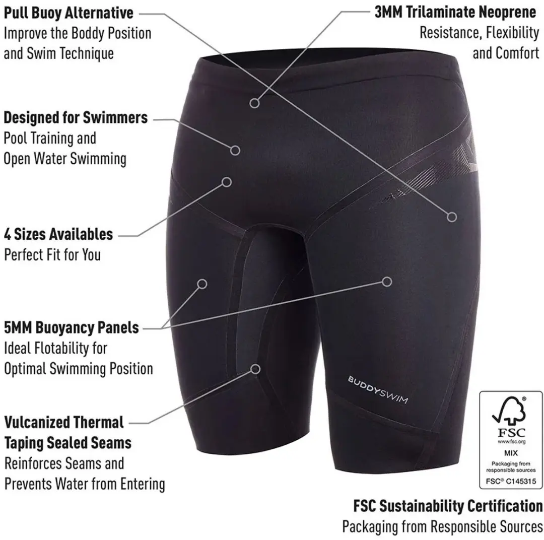BuddySwim Trilaminate Warmth 5/3mm Drijfshorts - Zwart XL - afbeelding 6 van 6