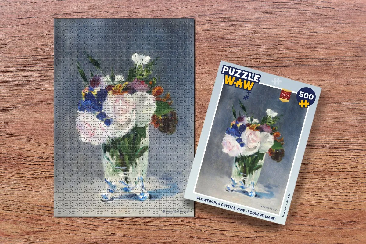 PuzzleWow Flowers in a Crystal Vase Legpuzzel 500 Stuks - Multicolor
