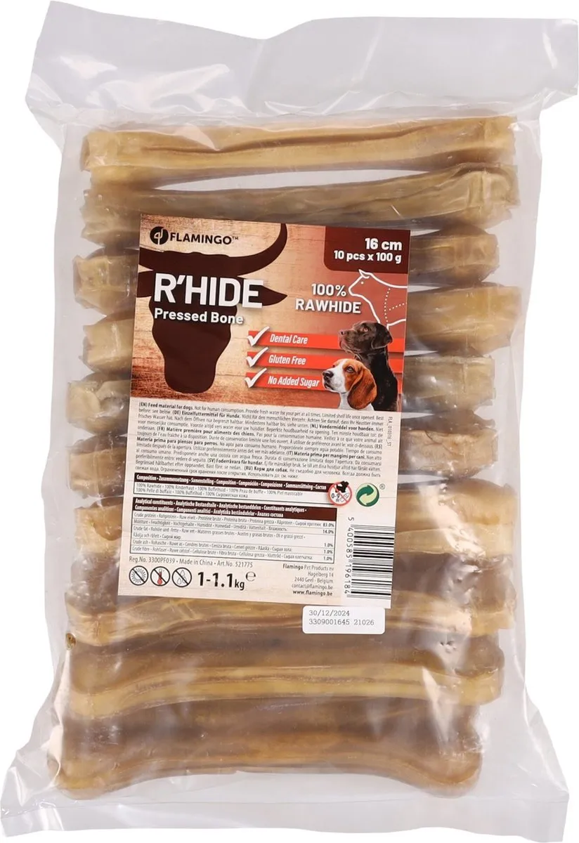Flamingo R'hide Snack Honden Been 16cm - 10 Stuks