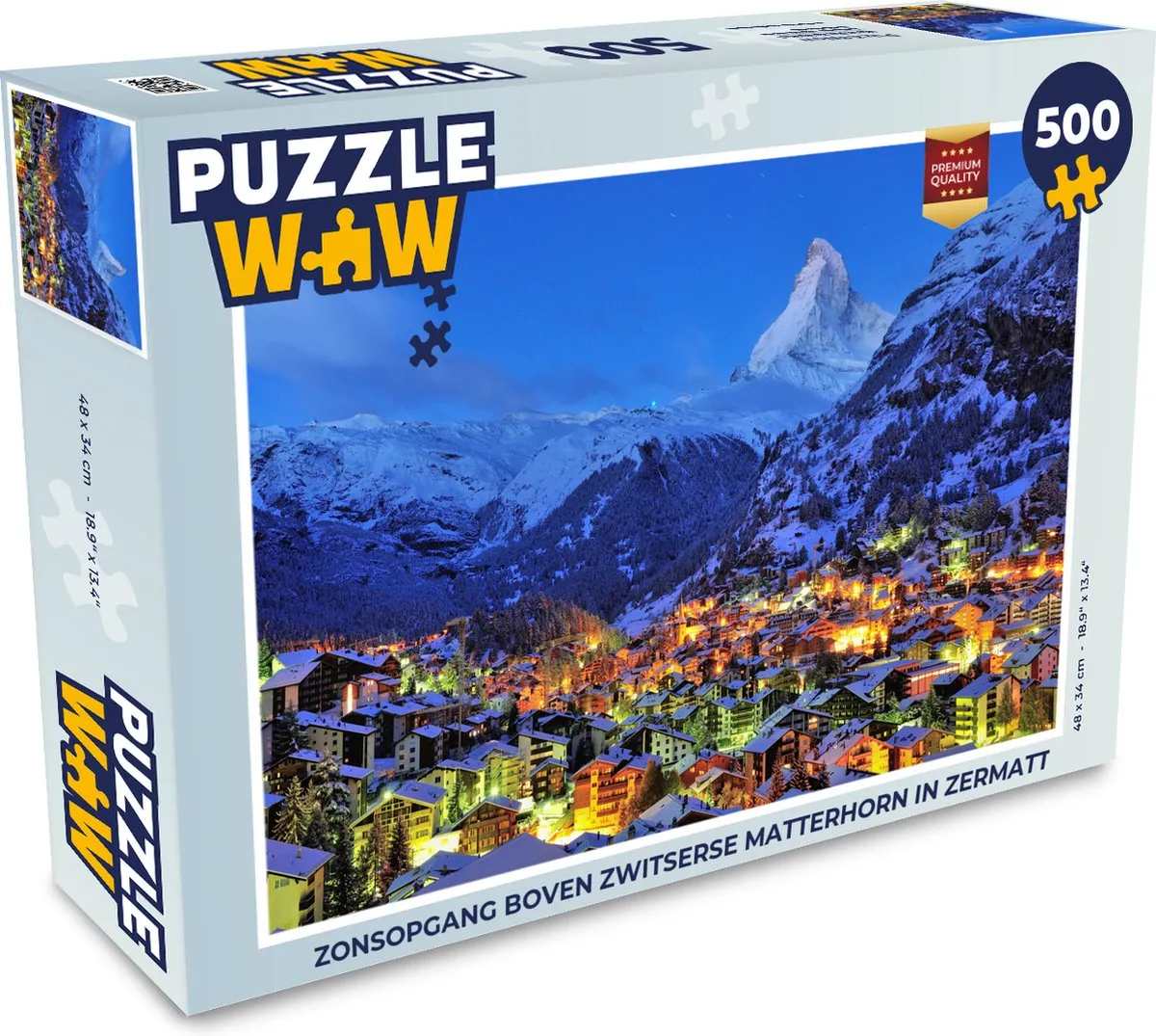 PuzzleWow Zonsopgang Matterhorn Legpuzzel 500 Stuks