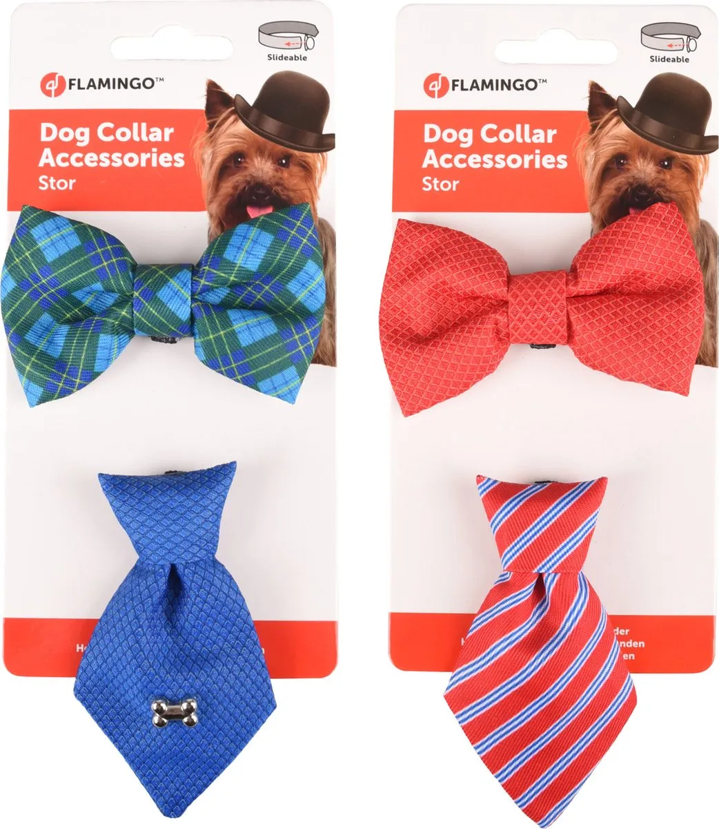 Flamingo Stor Halsbandaccessoire Strik+das - Blauw/Rood - 1 Stuk