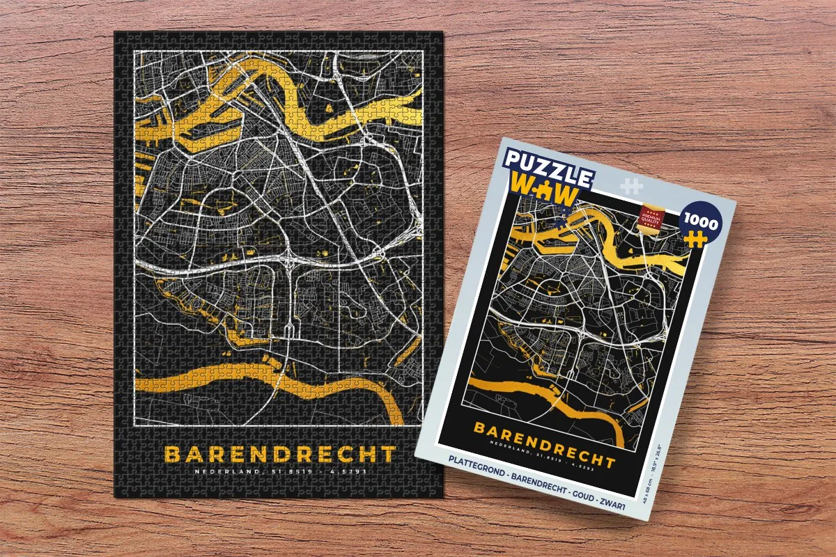 PuzzleWow Barendrecht Legpuzzel 1000 Stuks - Goud/Zwart