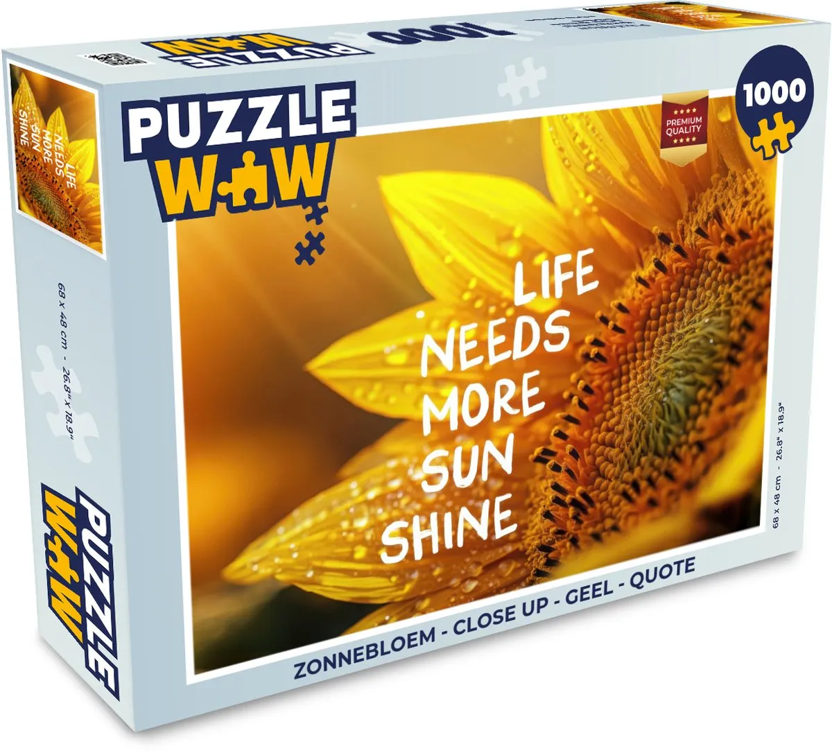 PuzzleWow Zonnebloem Quote Legpuzzel 1000 Stuks