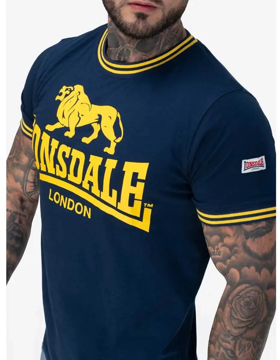 Lonsdale Lees T-shirt - Dark Navy/Yellow - XL - afbeelding 6 van 6
