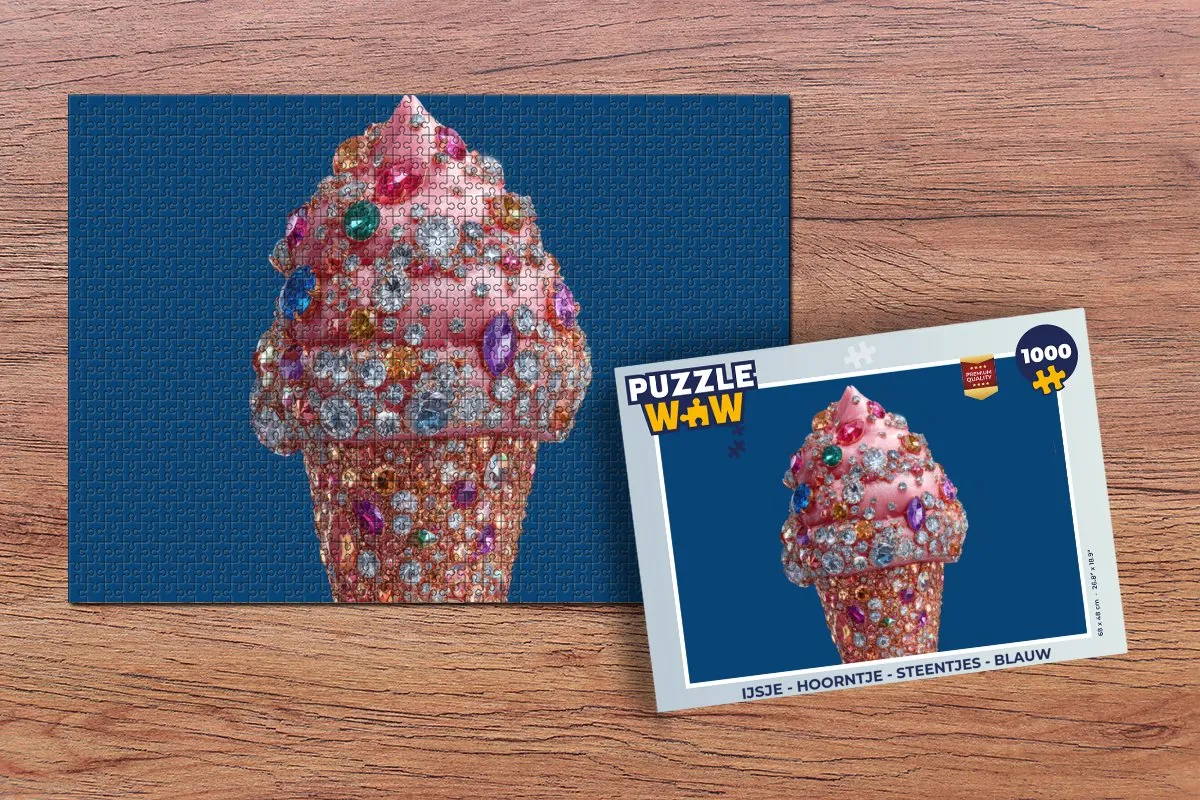PuzzleWow IJsje Hoorntje Steentjes Legpuzzel 1000 Stuks - Blauw