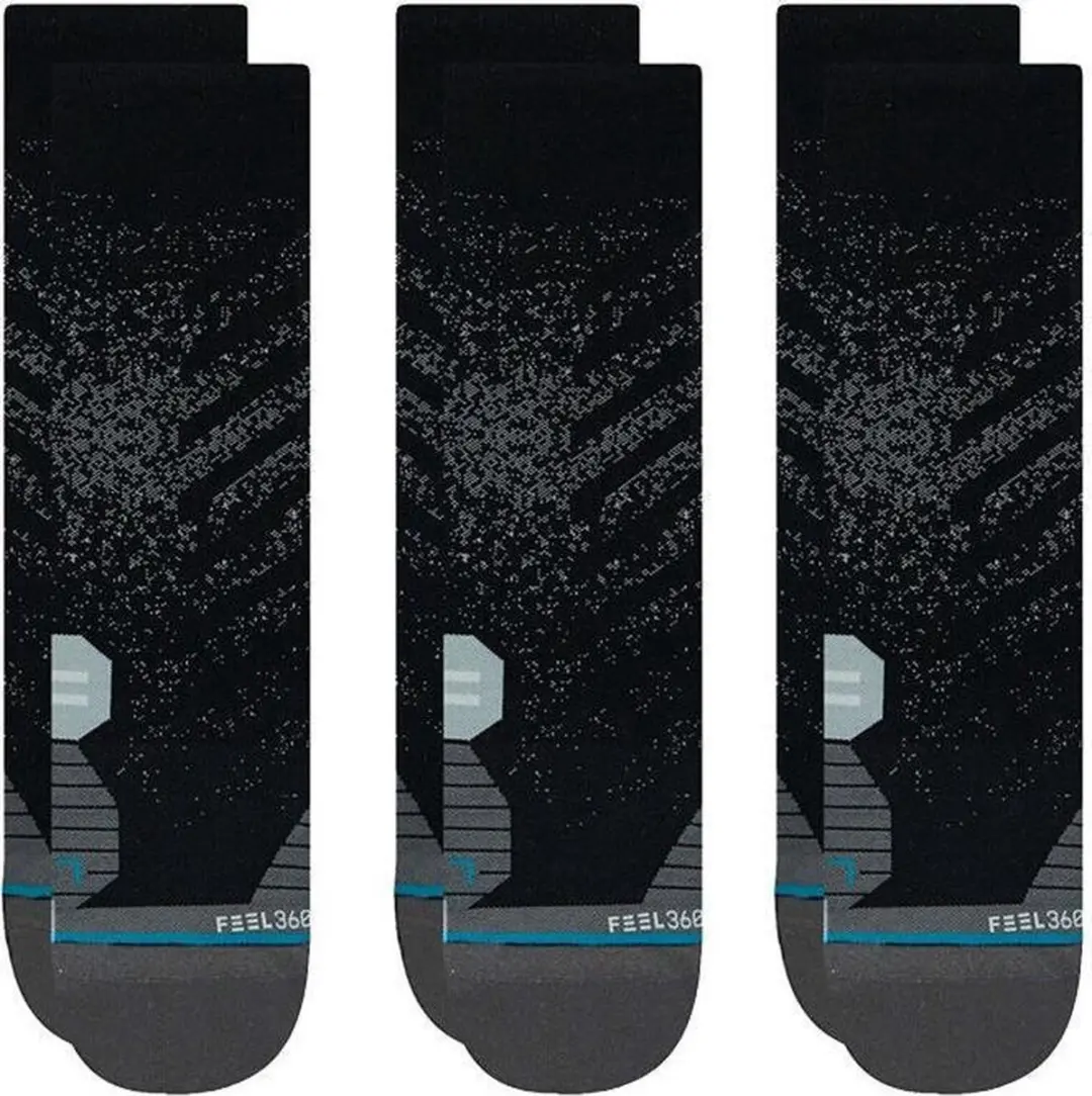 Stance unisex run feel360 infiknit crew st 3P zwart
