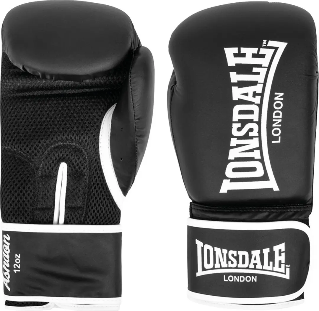 Lonsdale Ashdon Leer Kunstmatige Bokshandschoenen Zwart 12 oz
