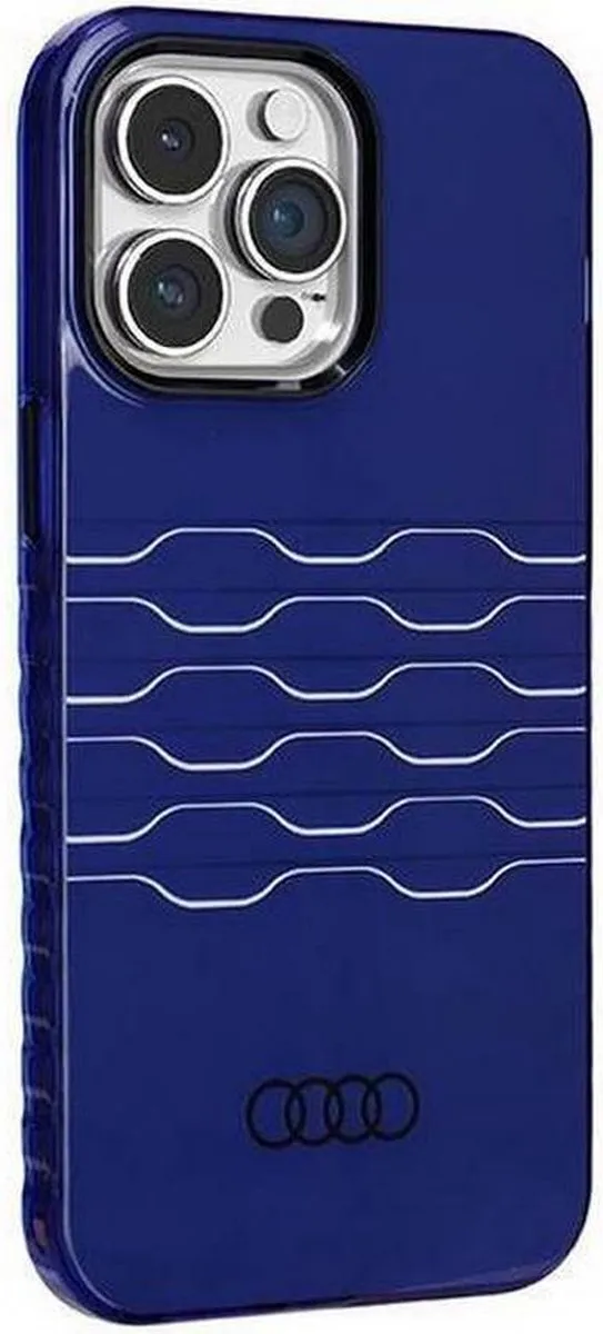 Audi IML Grille Pattern Back Case MagSafe iPhone 14 Pro Max - Blauw - afbeelding 3 van 6