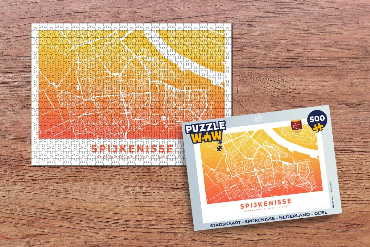 PuzzleWow Stadskaart Spijkenisse Nederland Legpuzzel 500 Stuks - Multicolor