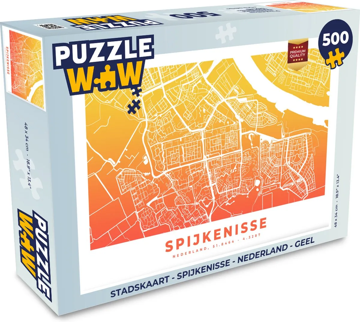 PuzzleWow Stadskaart Spijkenisse Nederland Legpuzzel 500 Stuks