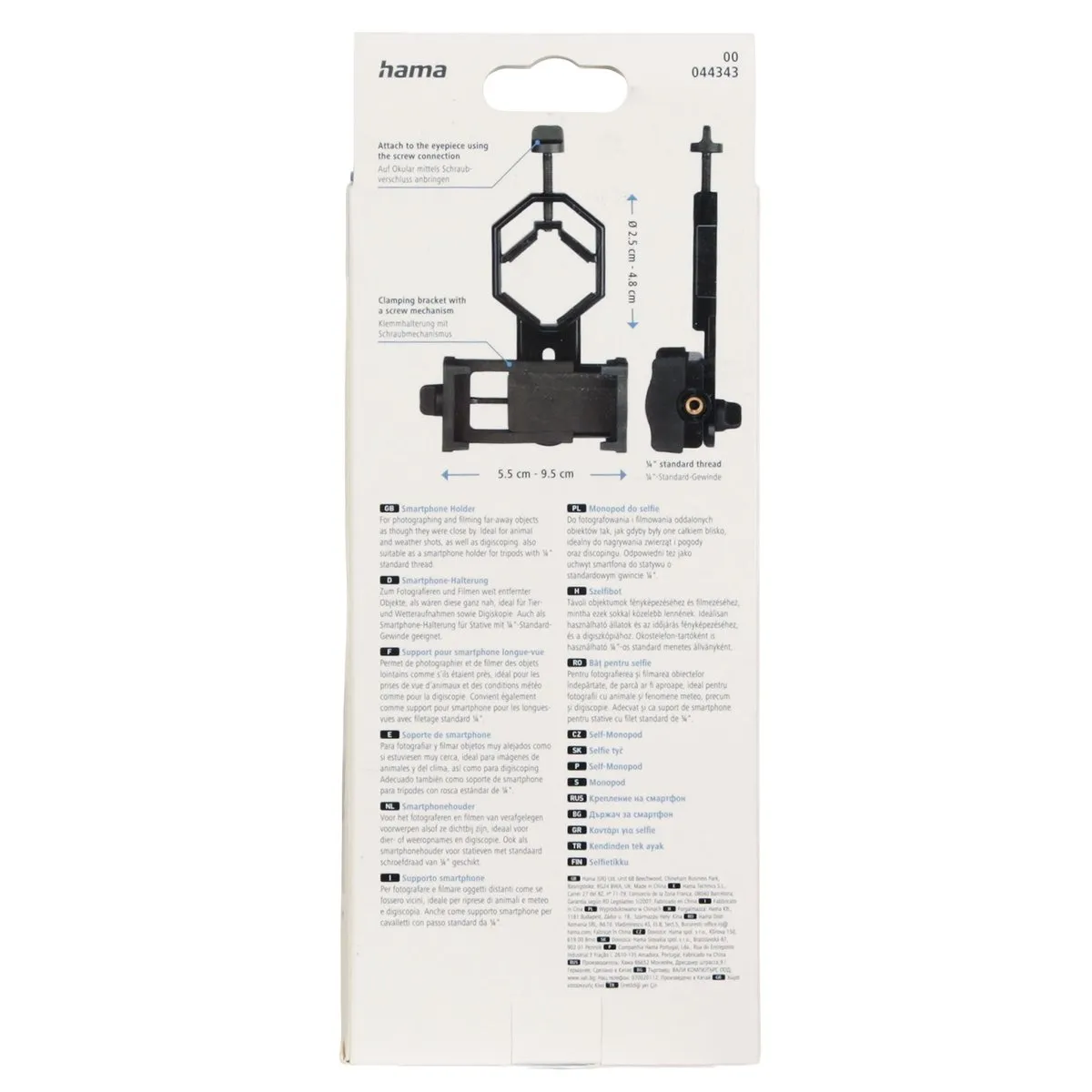 Hama Smartphonehouder voor Verrekijker/Telescoop - Ø 2,5-4,8cm - Wit