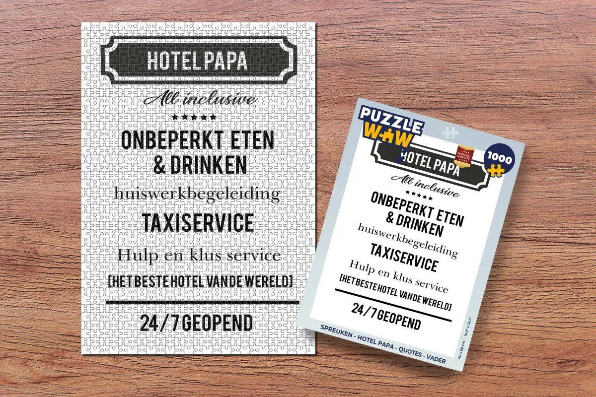 PuzzleWow Spreuken Hotel Papa Legpuzzel 1000 Stuks - Multicolor